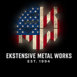 Ekstensive Metal Works American flag logo with Est. 1994